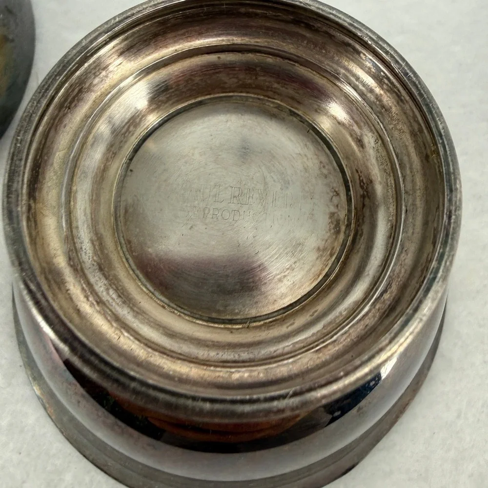 Paul Revere Reproduction Silver Plate Bowl and Engraved Stemmed Chalice Set12640